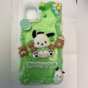 Green Pochacco Phone Case with Cute Bear Accents